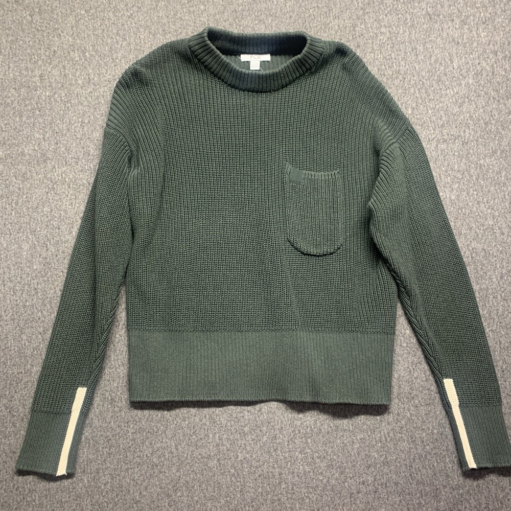 FLX Women's Cropped Pullover Sweater Boxy Chunky Knit Crewneck Green Size L